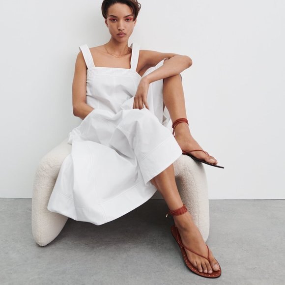 Brown Zara Strap-Ankle Low Heel Sandals (NWT) - Picture 1 of 7